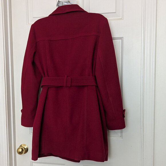 Michael Kors Women's Asymmetrical Belted Wool Blend 3/4 Coat Size PL Red . - Picture 9 of 12